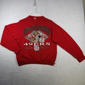 Vtg 1989 Logo 7 San Francisco 49ers NFC Champion Sweatshirt Red Size Large‎